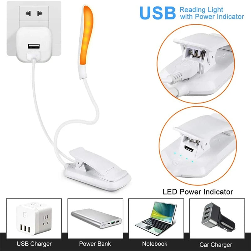 USB Rechargeable Clip-On Book Light – Adjustable & Eye-Friendly Reading Lamp