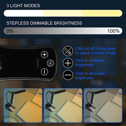 14 LED Clip-On Book Light – USB Rechargeable & Adjustable Brightness