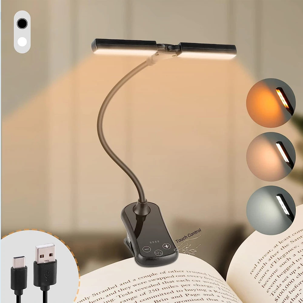 14 LED Clip-On Book Light – USB Rechargeable & Adjustable Brightness