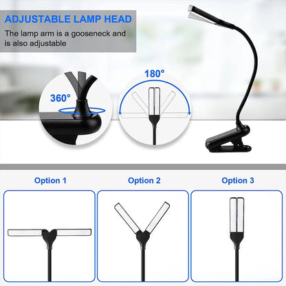 14 LED Clip-On Book Light – USB Rechargeable & Adjustable Brightness