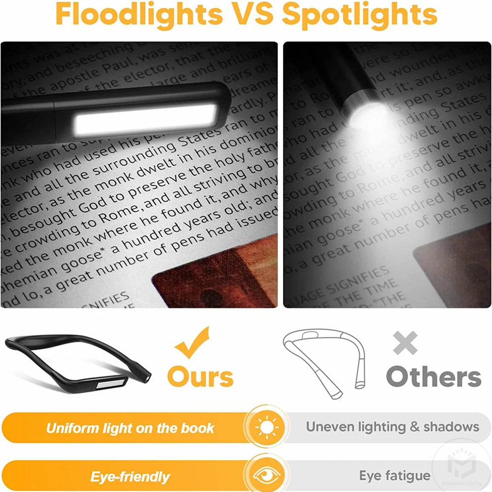 USB Rechargeable Neck Reading Light – Flexible & Eye-Friendly Book Lamp